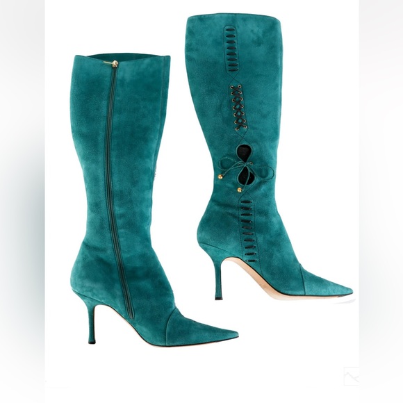 Jimmy Choo Designer Turquoise Leather Boots Sz 41 - Picture 5 of 5
